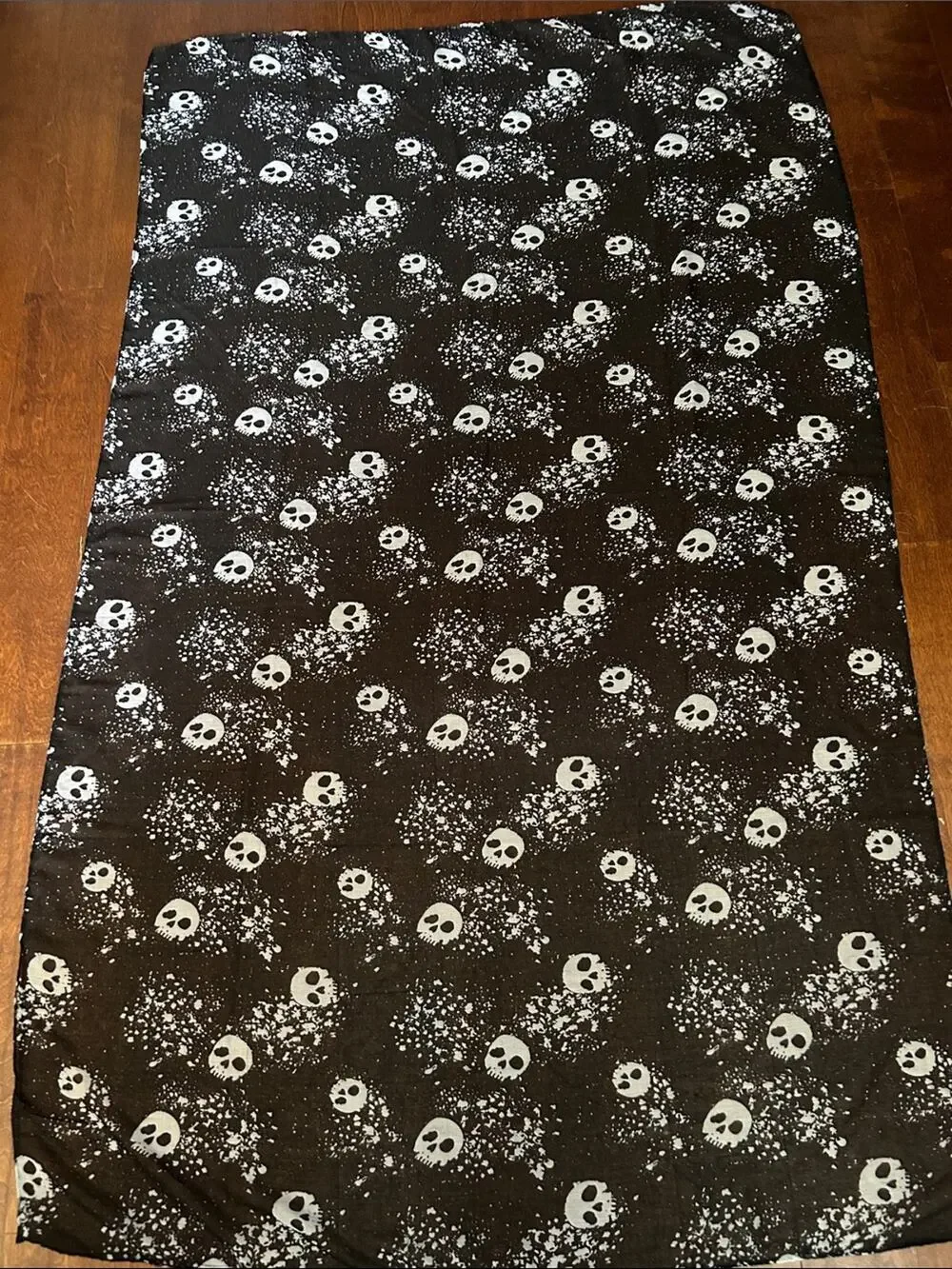 Black Scarf with White Skulls, Lightweight and Oversized